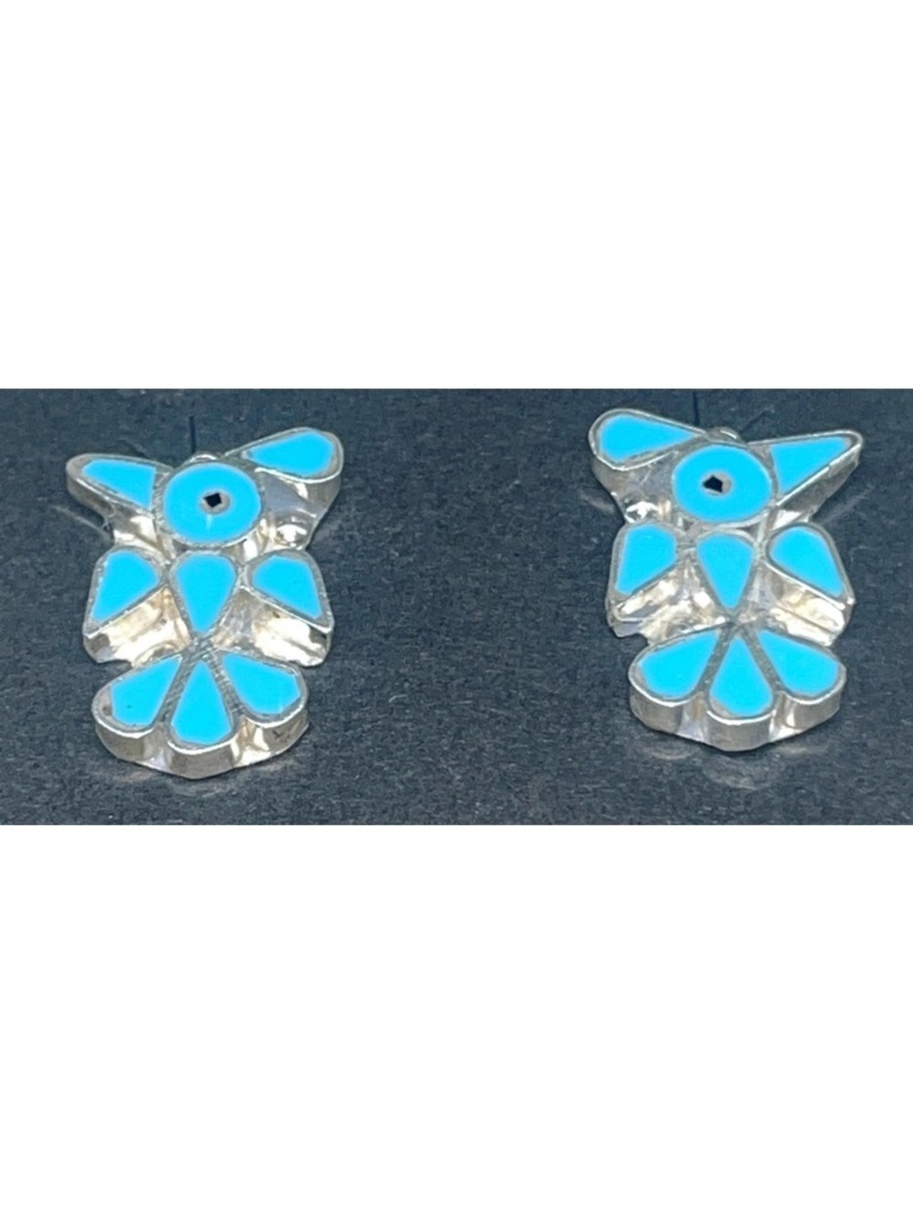 Zuni handmade turquoise multi earrings inlay sterling silver